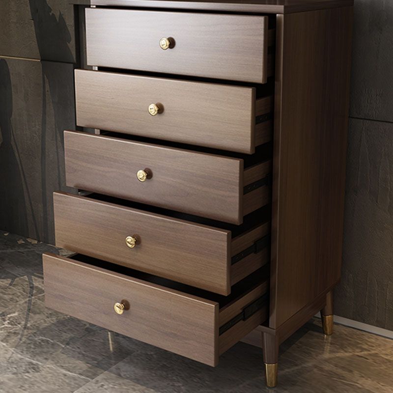 Glam Vertical Storage Chest Bedroom Wooden Chest with Drawers