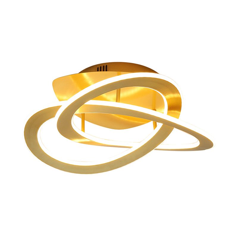 21,5 "/29.5" W Iluminación de techo de dormitorio LED Blanco/Oro de montaje de punto de montaje de luz con sombra acrílica de bucle en luz cálida/blanca