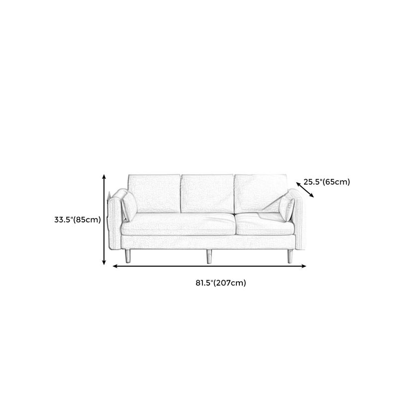 Modern Wood Legs Standard Sofa Fabric Loose Back Square Arm Sofa