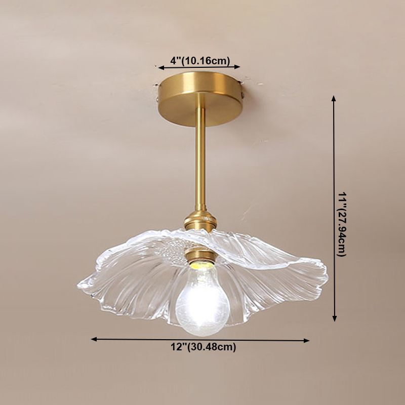 Plafonnier d'intérieur en cuivre de style colonial semi-encastré géométrique