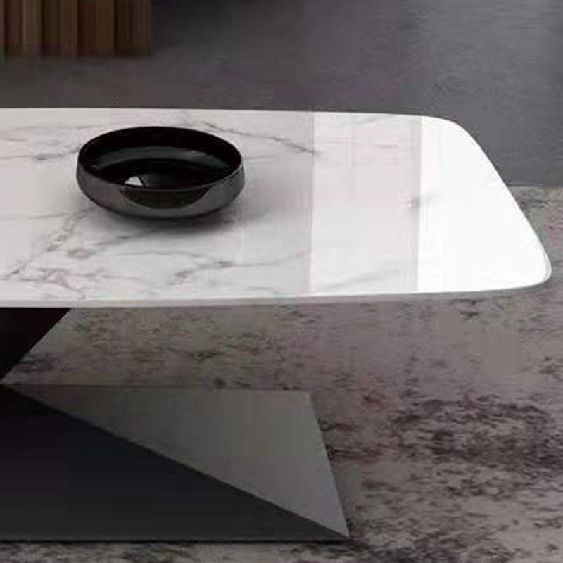 Pedestal 1 Single Coffee Table Luxurious Stone Top Cocktail Table