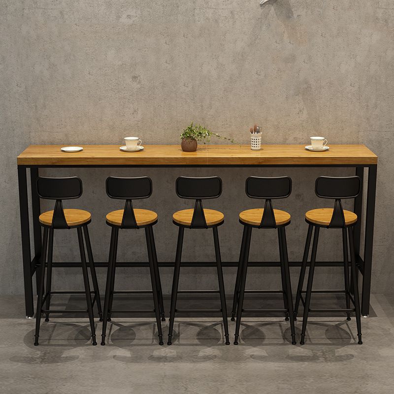 Industrial Bar-height Table Solid Wood Top Bar Table for Patio Use