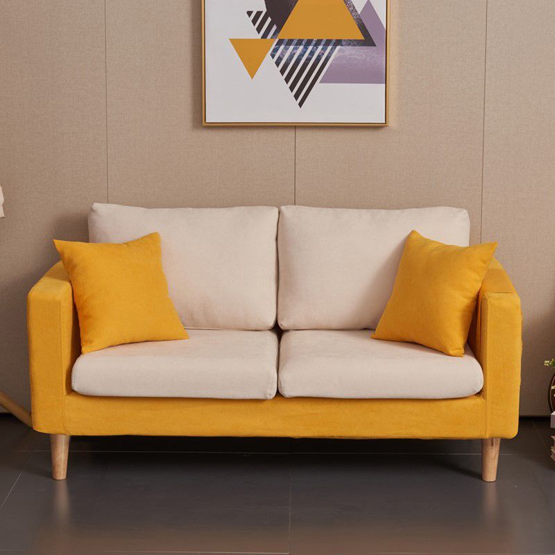 Scandinavian Loose Back Fabric Sofa 30.7" H Square Arm Loveseat