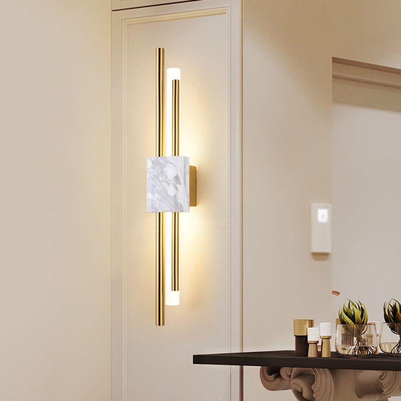 Post Modern Wall Sconce in Gold Marble & Acrylic LED Wall Mounted Fixture
