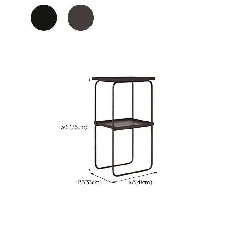 Sled Base Side Table Rectangular Metal Top End Table with  Shelf