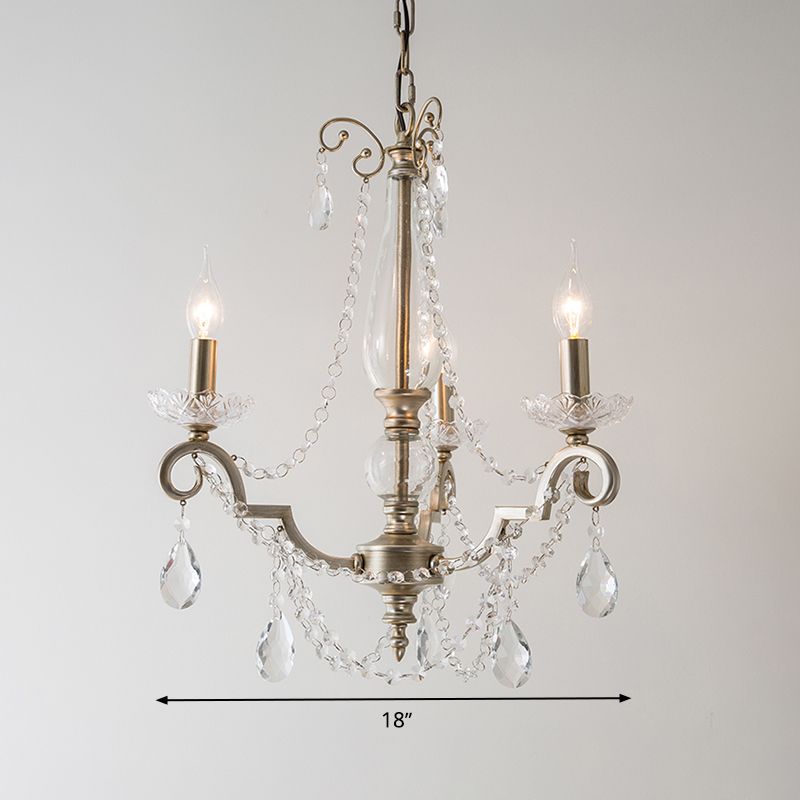 Cougie Clear Crystal Chandelier Lightture Rustic 3/6/8 Lights Living Room Suspension Lampe en argent