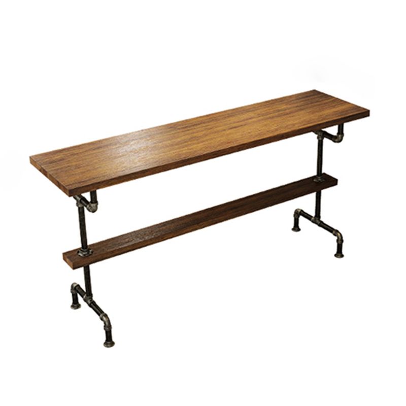 Industrial Rectangle Solid Wood Bar Table Set 1/4/7 Pieces Counter Table with High Stools