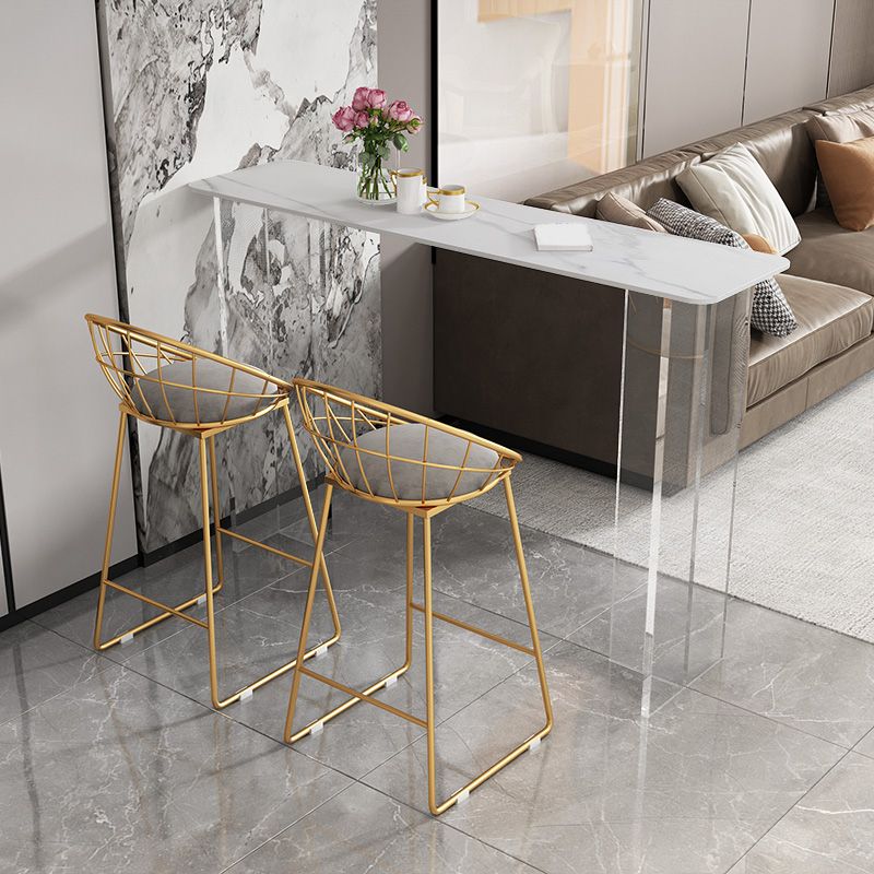 Modern White Stone Top Bistro Table with Acrylic Base for Small Places