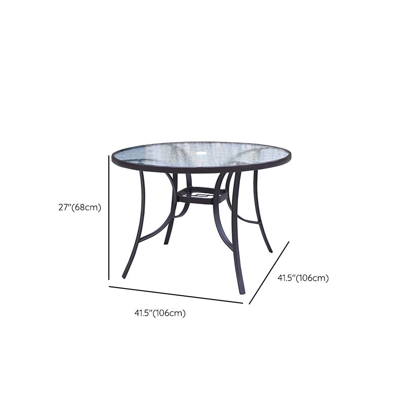 Metal and Glass Patio Table Industrial Style Outdoor Patio Dining Table