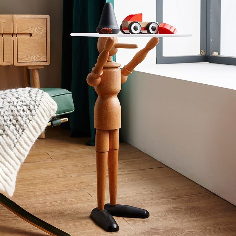 Solid Wood Accent Side Table Table Abstract Side End Snack Table