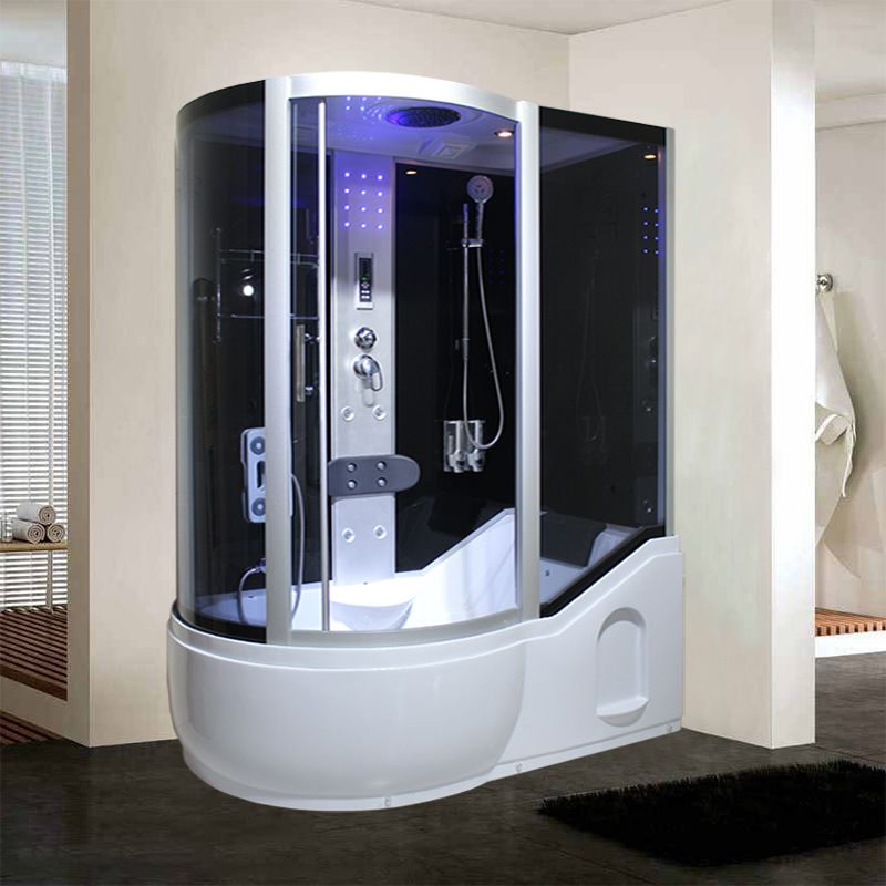 Single Sliding Tinted Tub & Shower Kit Framed Round Shower Kit