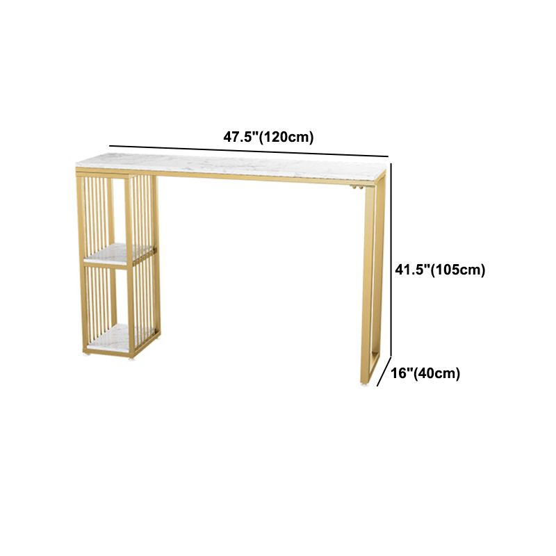 Glam 1/3 Pieces Bar Table Set Rectangle Stone Counter Table with High Stools for Cafe