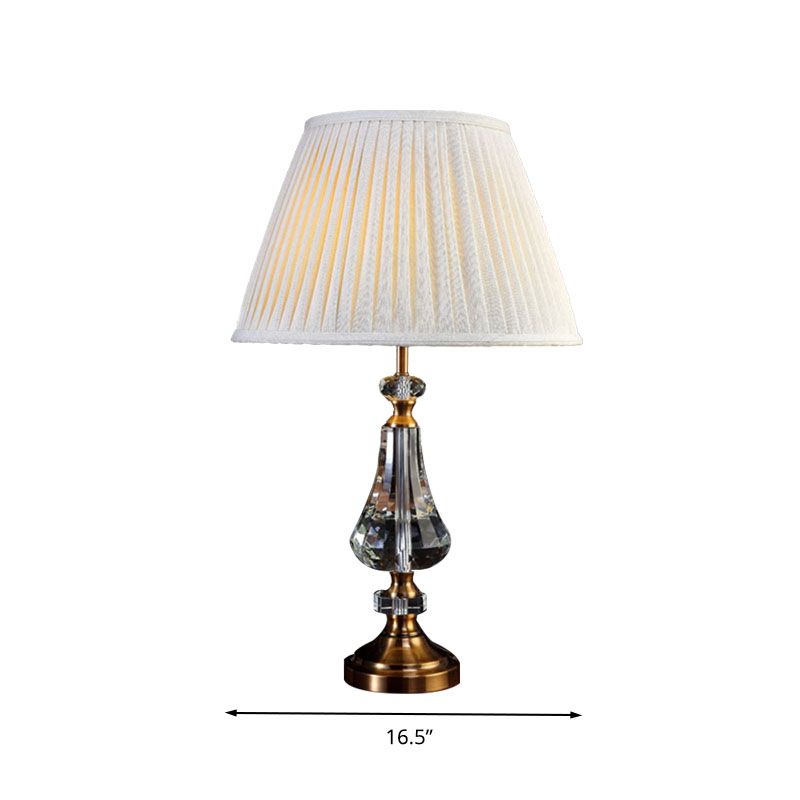 1 luce da tavolo da notte conico leggero Crema di crema grigio luci con base di cristallo