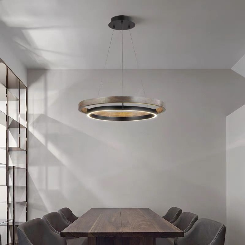 Metal Contemporary Style Chandelier Circle Hanging Light for Restaurant