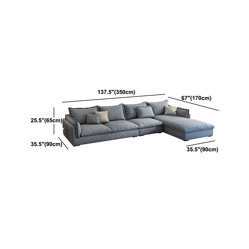 Light-grey Contemporary Sectional Living Room Solid Wood Sofa