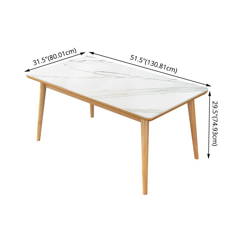 Modern Style Sintered Stone White Dining Set Standard Rectangle Shape Dining Set with 4 Legs Base
