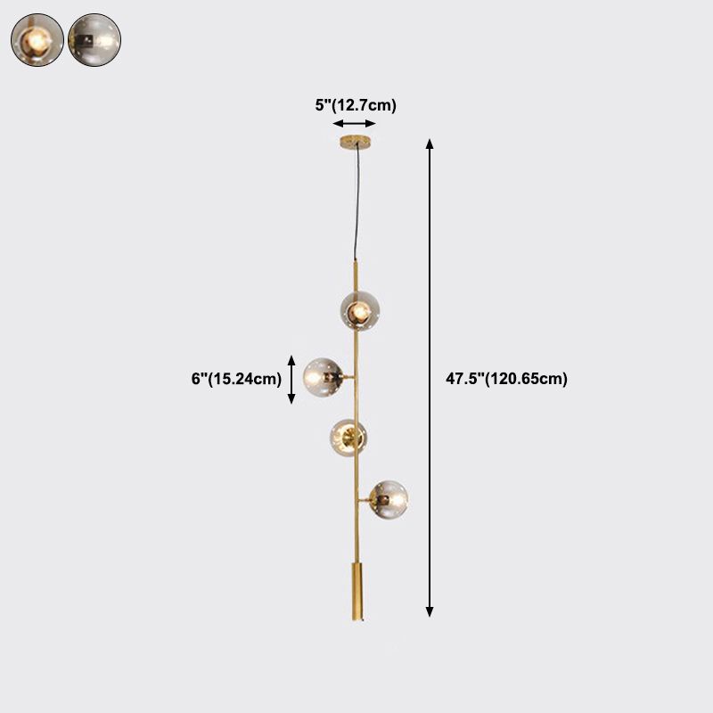 4 / 6 - Light Ceiling Pendant Fixture Metal and Glass Ball Shade Kitchen Island Light