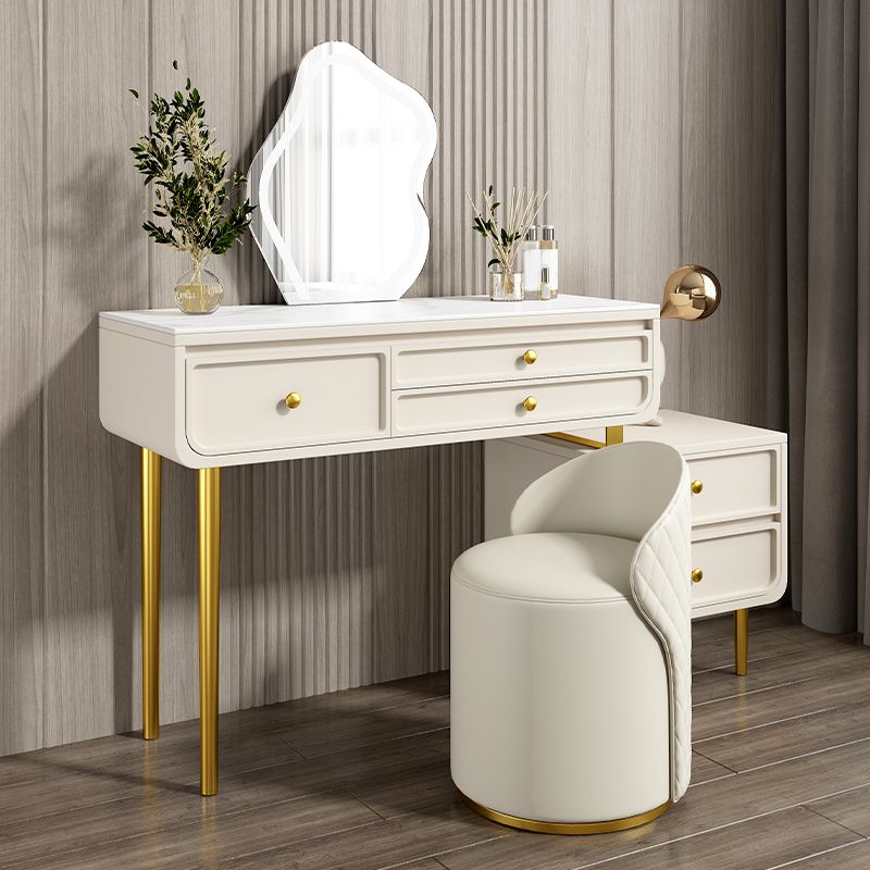 3/5 Storage Drawers Make-up Vanity Solid Wood and Stone Dressing Table