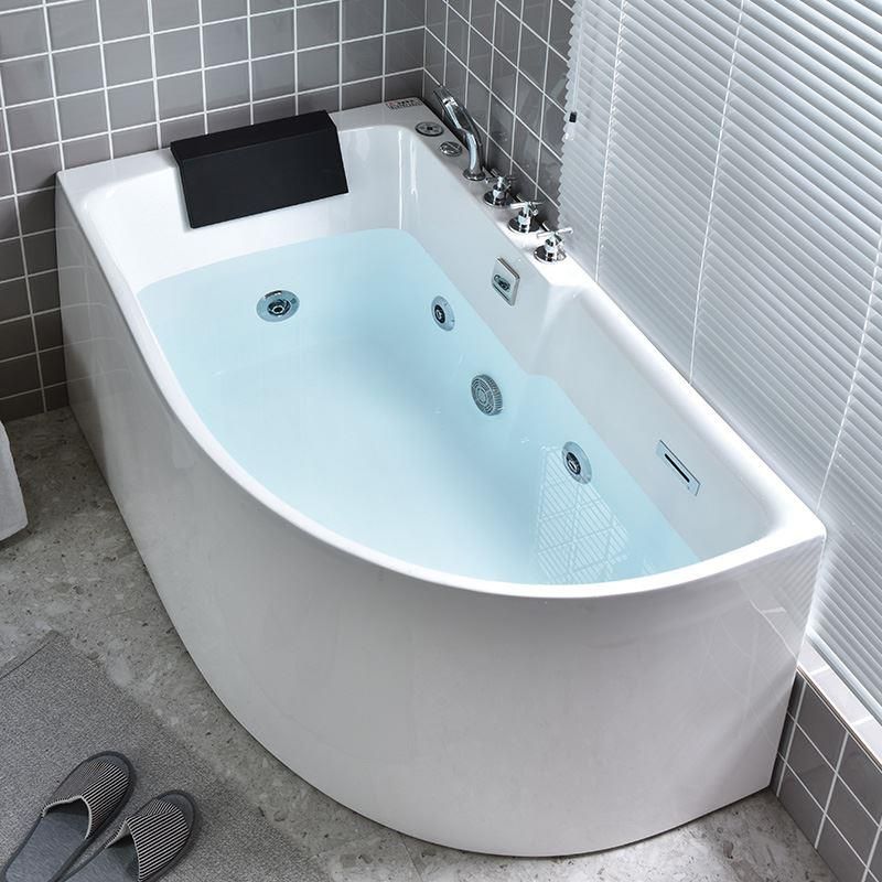 Modern Corner Acrylic Bathtub Back to Wall Bathtub with Drain and Massage Device
