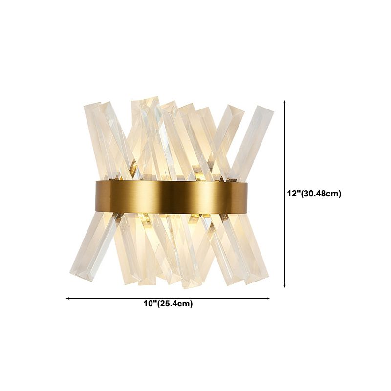 Crystal Unique Shape Wall Lights Modern Style 2 Lights Wall Light Sconce in Brass