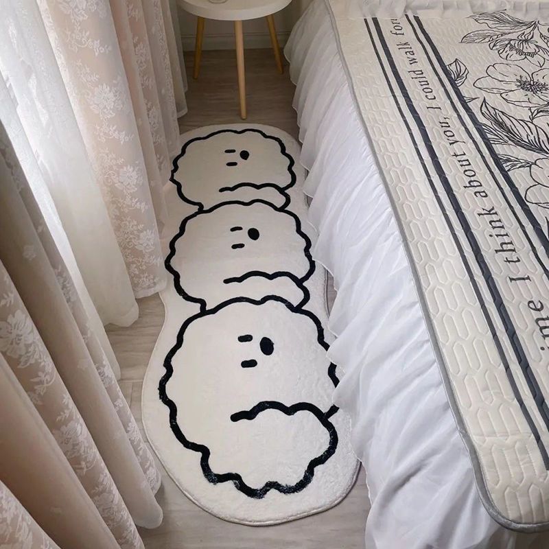 White Dog Rug Polyester Casual Rug Non-Slip Backing Rug for Drawing Room