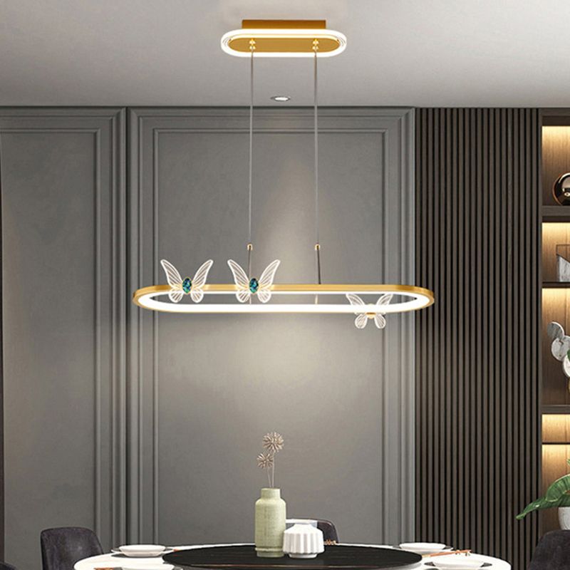 Luci dell'isola geometrica illuminazione moderna con farfalle lampade isola metallica 1 luce in oro