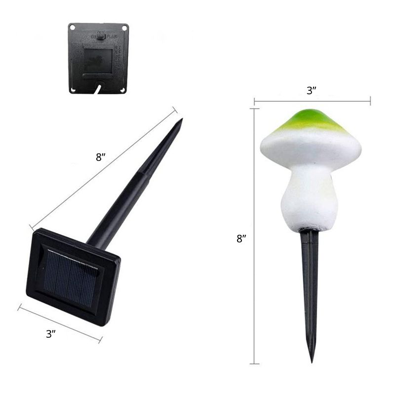 Mushroom Solar Ground Lighting Contemporary Plastic Courtyard LED Landscape Light in Purple, 3 Pcs