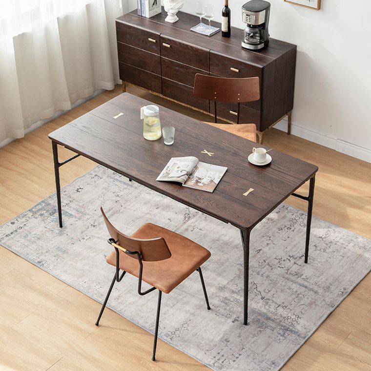 Industrial Dining Room Set with Rectangle Table and Metal Base Dining Set for Home Use