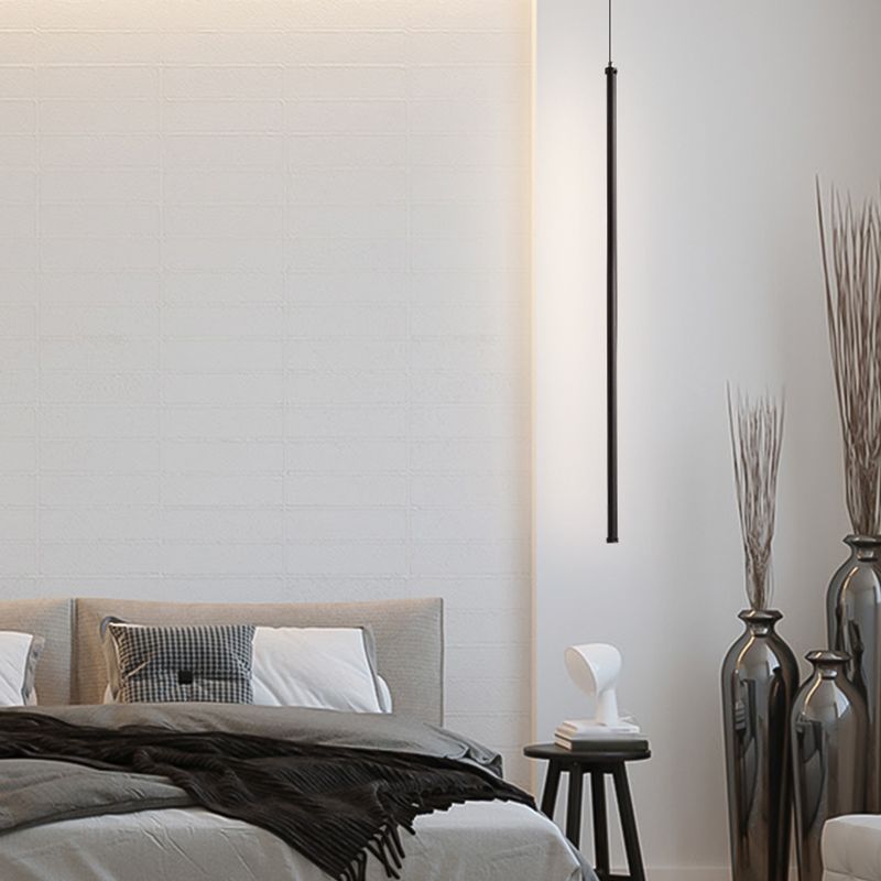 1 leichte lineare hängende Anhänger moderne Metallhängung in Schwarz für Schlafzimmer