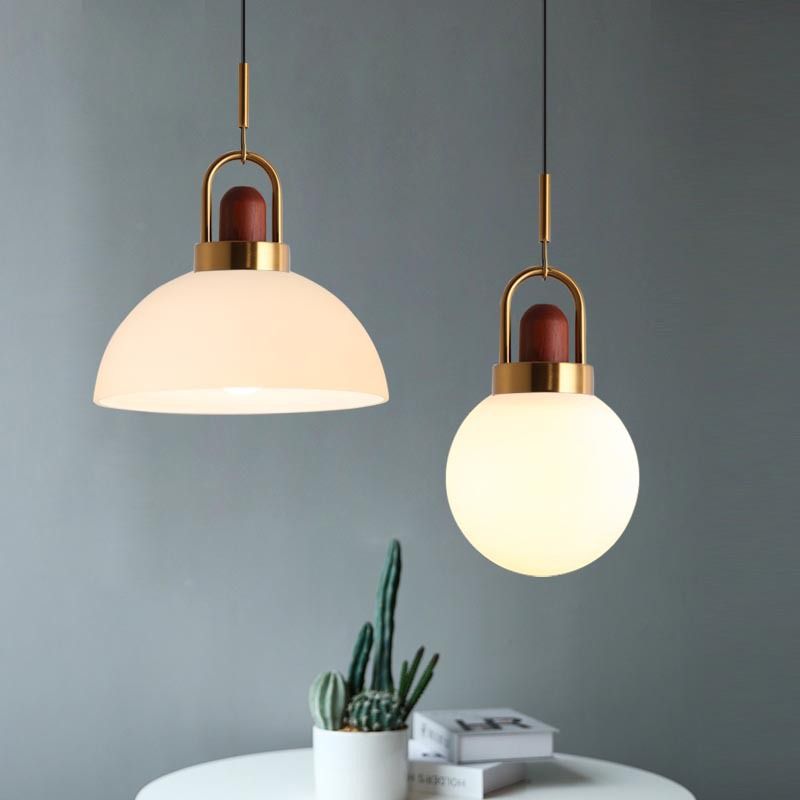 12" Wide Nordic Style Hanging Light Glass Shade 1 Light Pendant Lamp for Bedroom