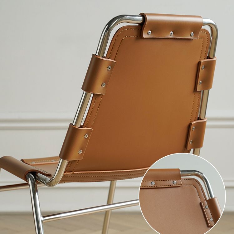 Modern Style Side Chair Leather Metal Base Dining Chair for Home