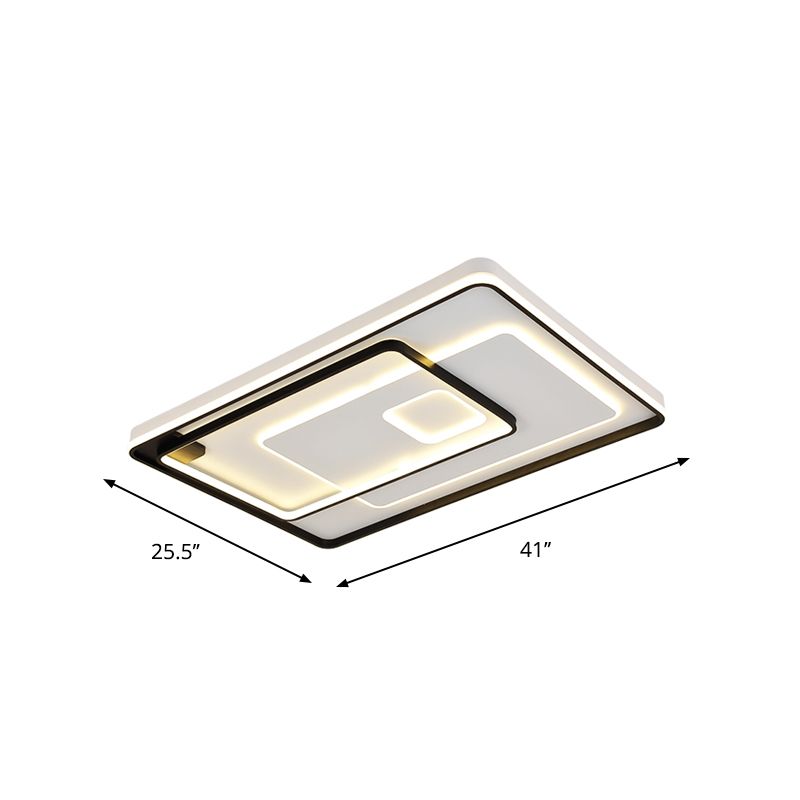 Modern Style LED Ceiling Light Black Layered Round/Square/Rectangle Flush Mount Lamp with Acrylic Shade, Warm/White Light