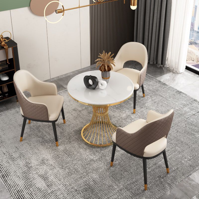Glam White Sintered Stone Dining Table Set 1/2/3/4/5 Pieces Dining Set for Home Use