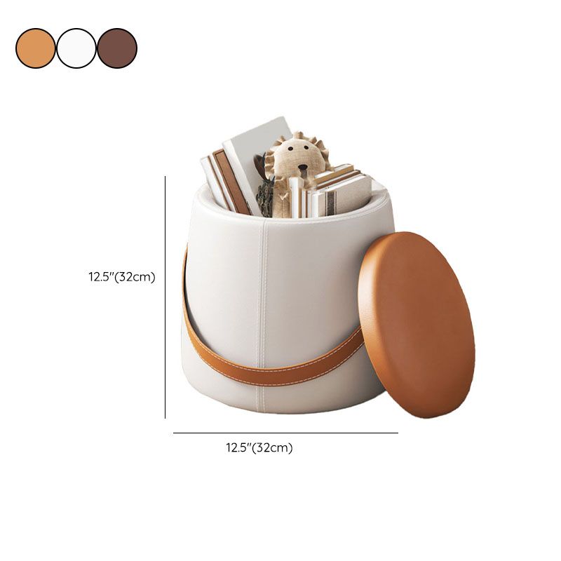 Modern Pouf Ottoman Fabric Upholstered Solid Color Portable Square Ottoman with Storage