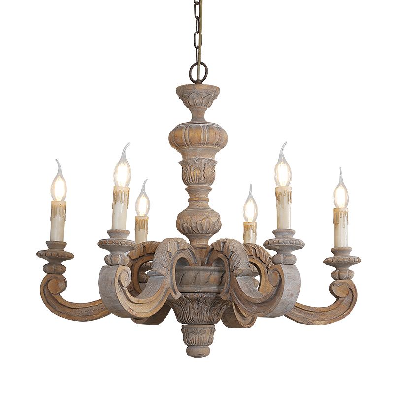 Massivholzkandelabra Kronleuchter Vintage Country Style Parlour Anhänger Licht
