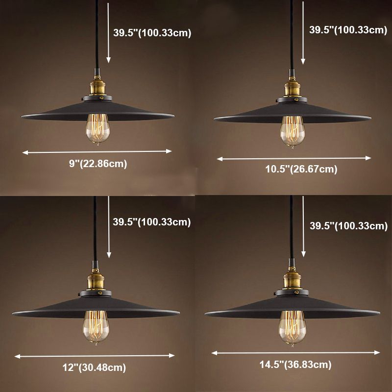 Metal Industrial Pendant Light 1-Light Cone Hanging Ceiling Light for Bar