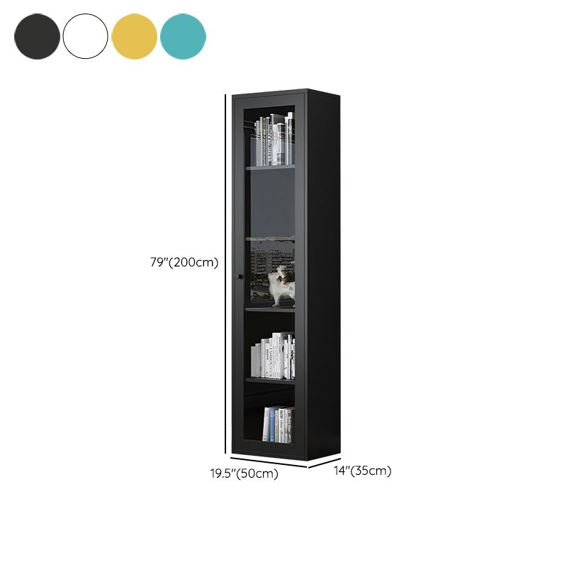 Scandinavian Metal Bookshelf Closed Back Standard Bookcase with Cabinets