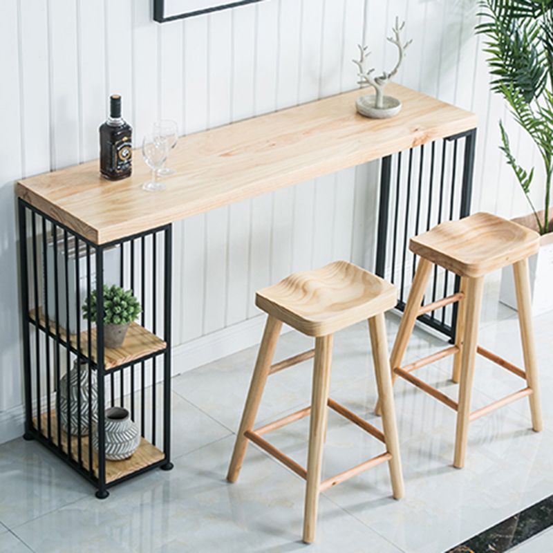 Glam 1/3 Pieces Bar Table Set Rectangle Wood Counter Table with Stools for Dining Room