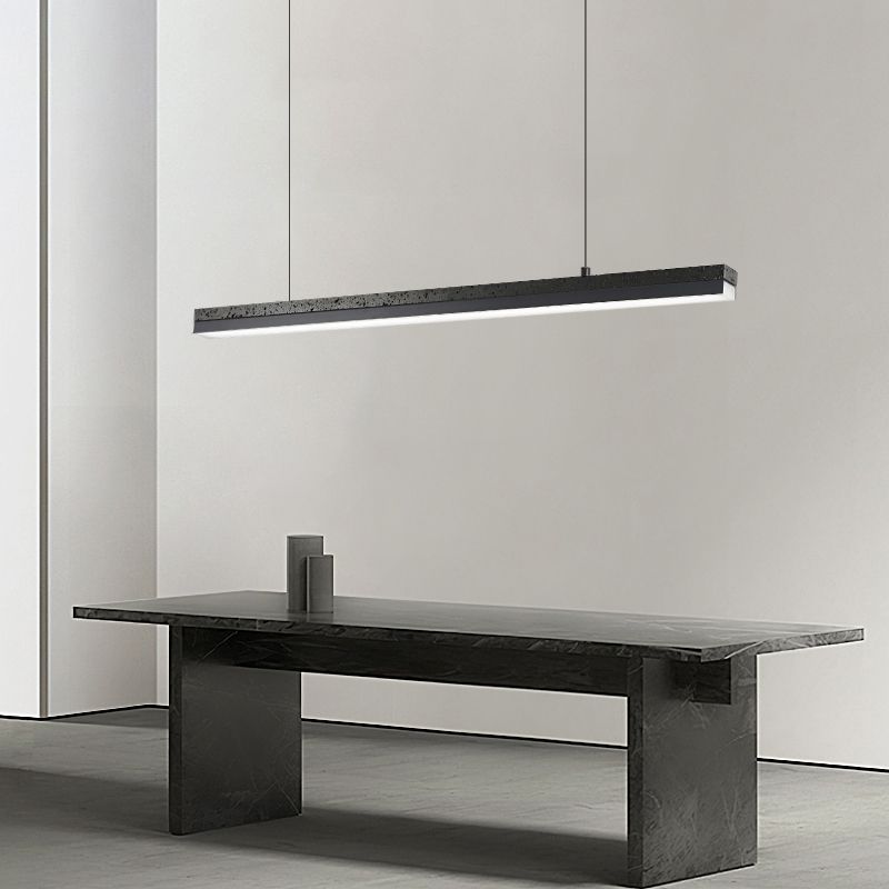 1-Light Island Lighting Postmodern Style Linear Shape Metal Chandelier Lamp in Black