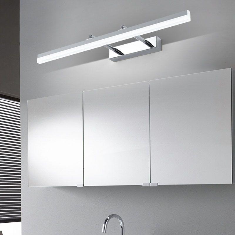 Metal Linear Shape Wall Light Modern 1-Light Swing Arm Mirror Wall Mount Light Fixture