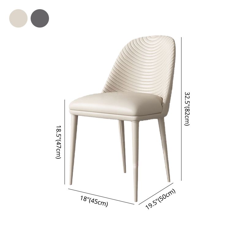 Chaises de salle à manger en cuir de chaise à dossier solide sans accoudoirs de style contemporain pour la cuisine