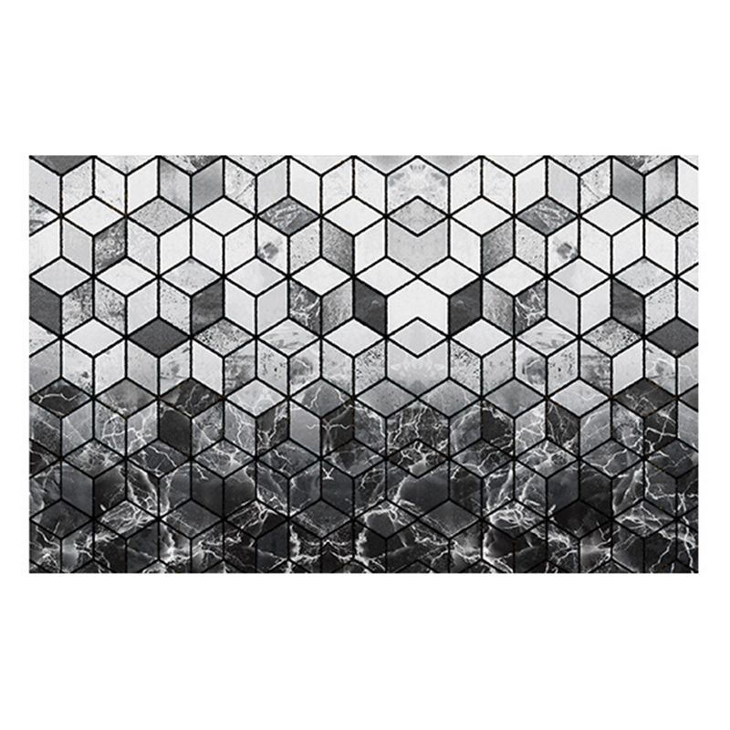 Simple Dark Color Rug Geometric Polyester Rug Stain Resistant Area Carpet for Living Room