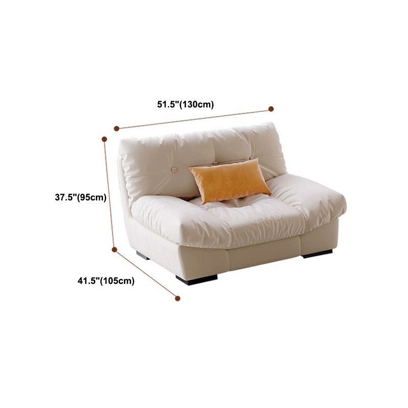 Contemporary Faux Leather/Suede Armless Tufted Sofa Couch in Beige
