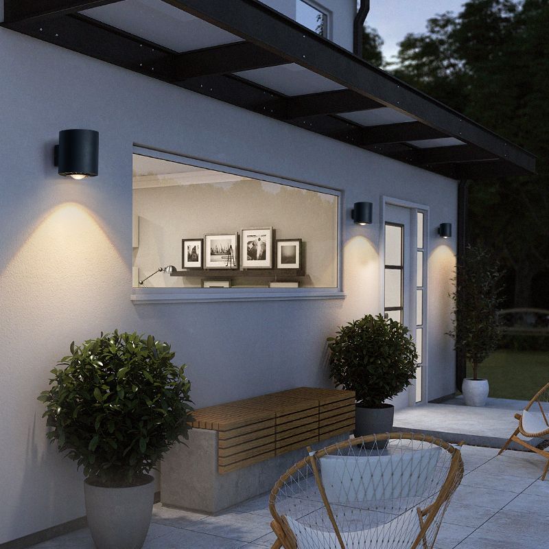 1-Licht-Zylinderwandleuchten zeitgenössischer Stil Metallwandmontage in Schwarz