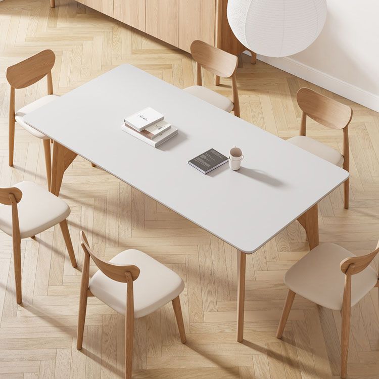 White Stone Top Dining Table Glam Style 4 Legs Dining Table for Dining Room