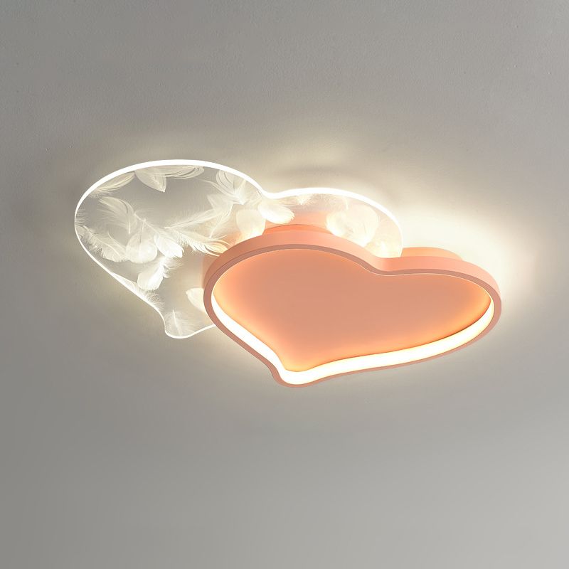 Style contemporain DEL Metal LED Flush Light Fixture Feather Ceiling Flush Mount for Bedroom