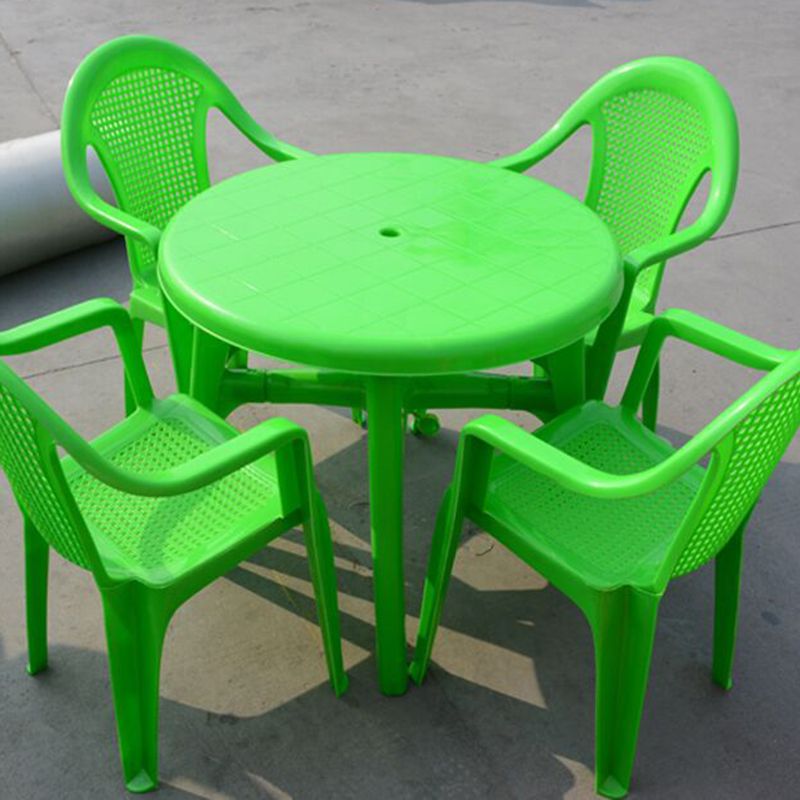 Water Resistant Plastic Patio Table with Umbrella Hole in Rectangle/Round