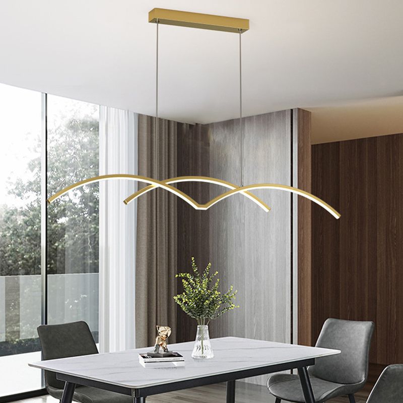 Linear 2 - Light Kitchen Light Fixture Contemporary Metal LED Ceiling Pendant Lighting