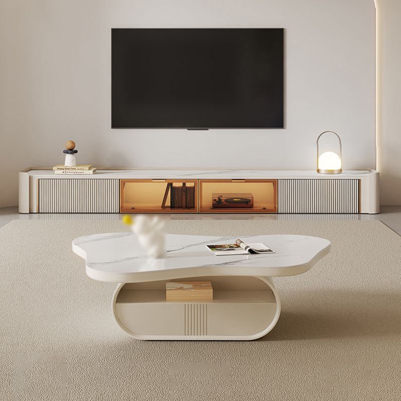 Modern Coffee Table Free Form Single Coffee Table with Storage Drawers