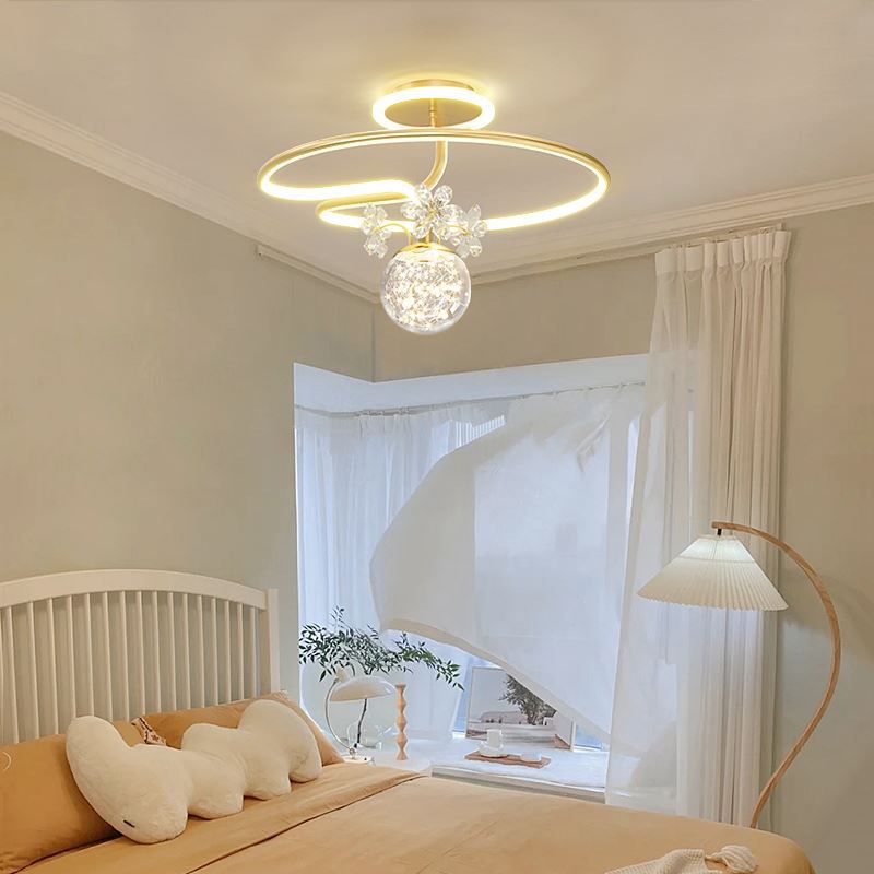 Lámpara de techo LED de forma de bola Montaje moderno de 3 luces para el estudio de dormitorio